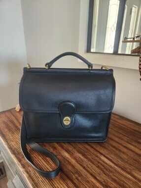 Coach Willis 9927 Bonnie Cashin Vintage Black Leather Top Handle Bag